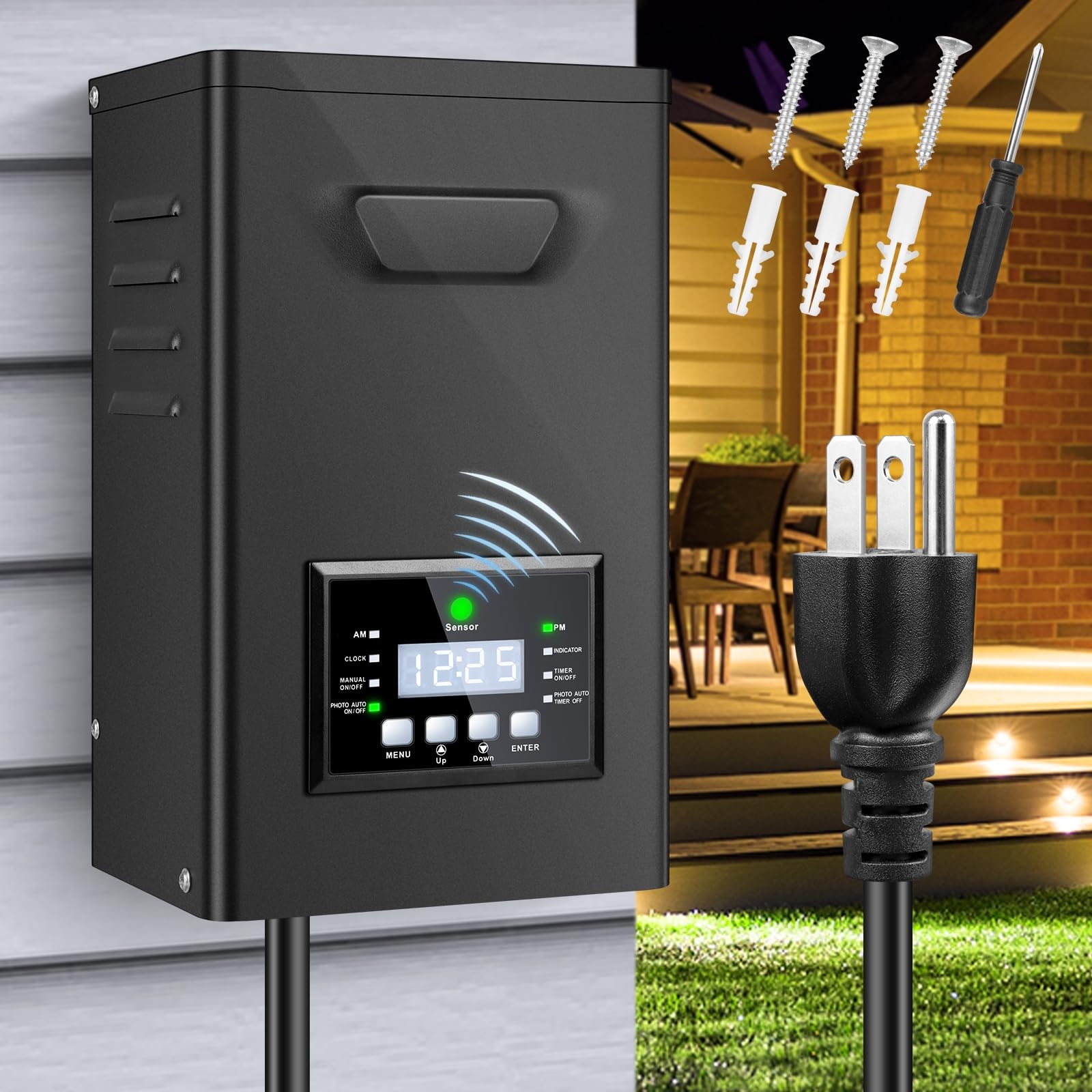 150W Low Voltage Landscape Transformer Landscape Lighting Transformer With Timer And Photocell Sensor 120V AC To 12V 15V AC Outdoor Weatherproof Low Voltage Transformers For Landscape Lighting Amazon Tools Home Improvement