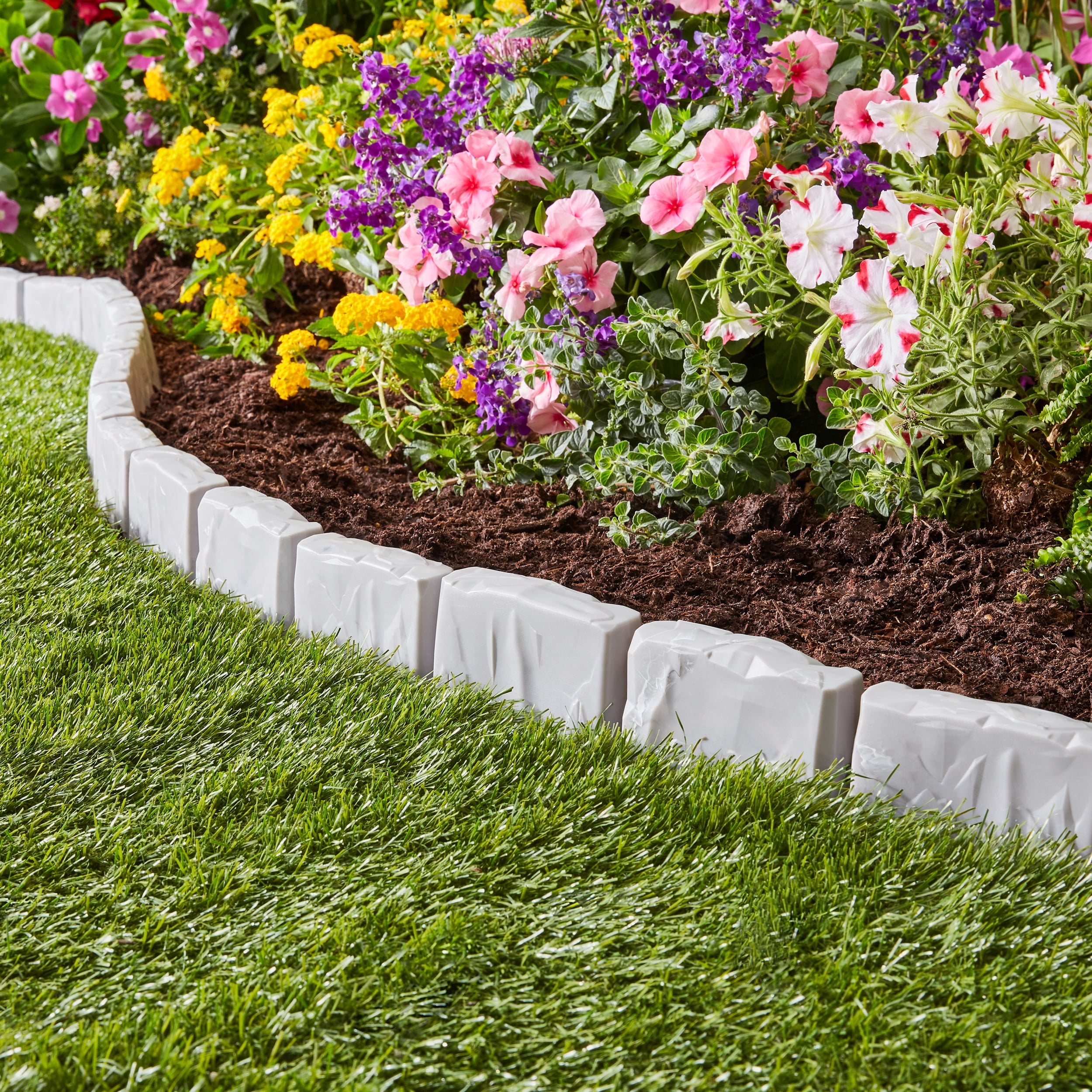 2 Pack Expert Gardener Faux Stone No Dig Landscape Edging 10 ft Plastic Gray Walmart