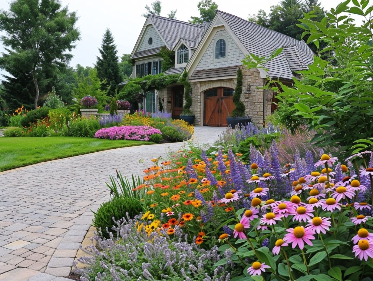 xeriscape landscape with half circle driveway