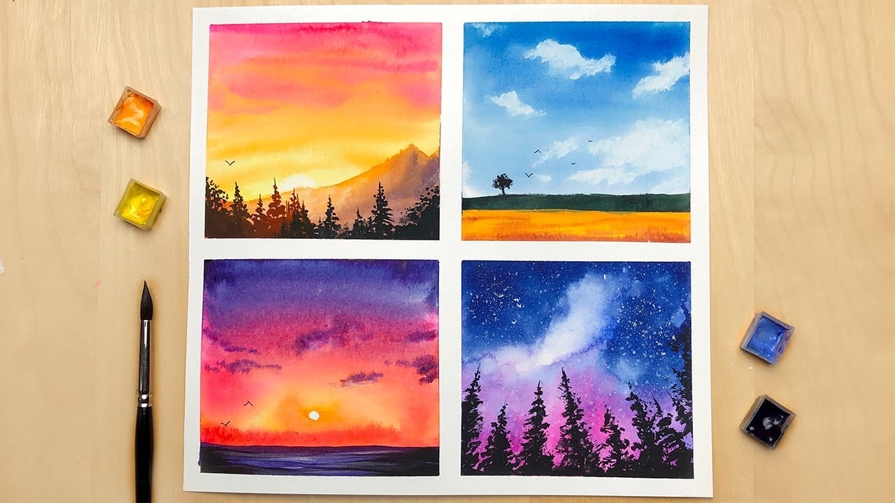 easy landscape painting watercolor