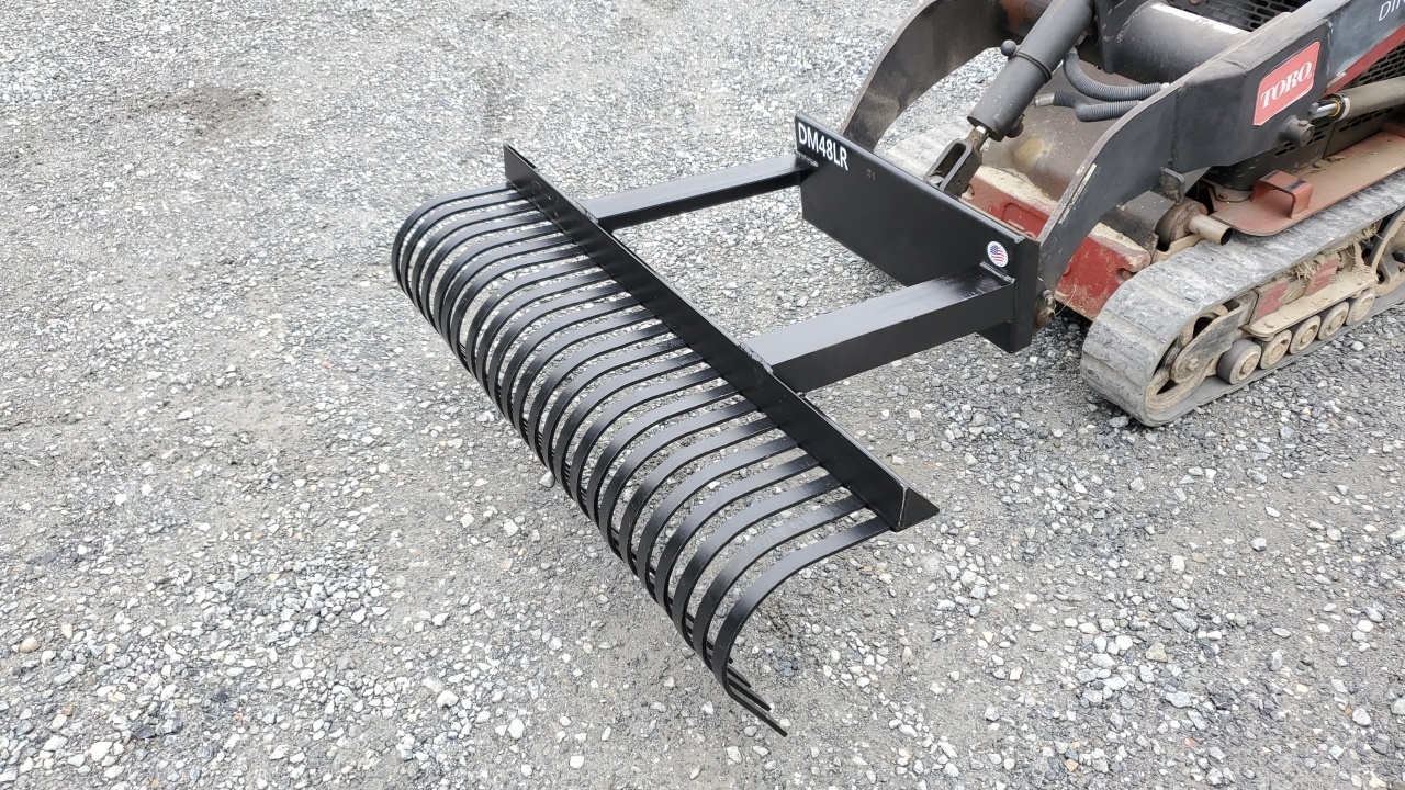 48 Mini Skid Steer Landscape Rake Attachment River Valley Mower Salvage