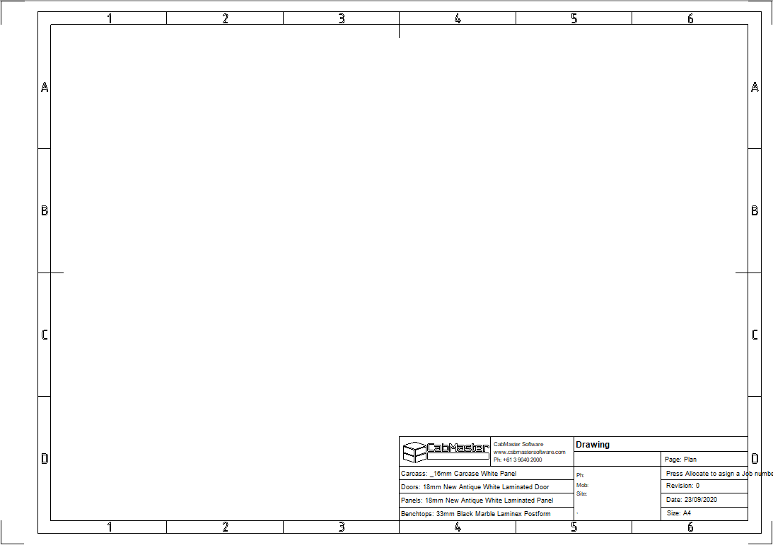 A4 Landscape Template CabMaster Software