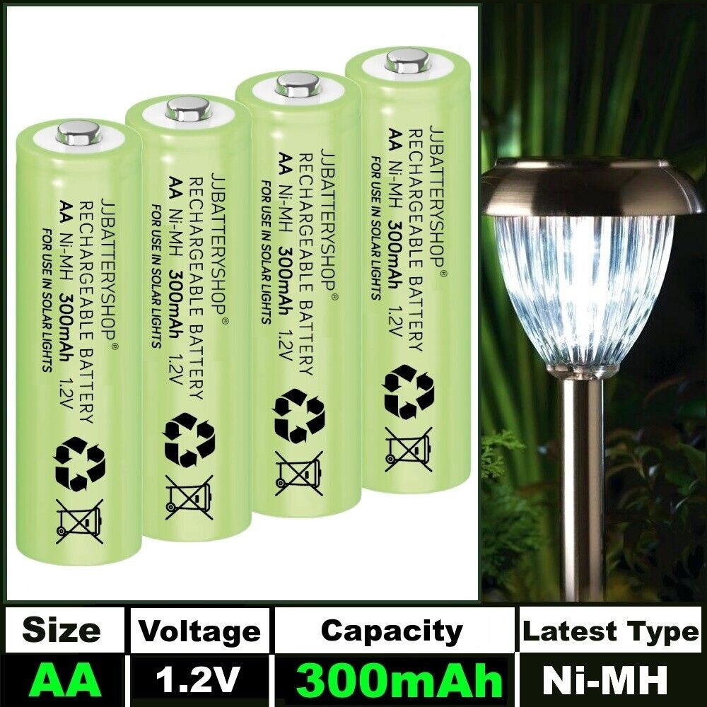AA 300mAh 1 2v NiMH Rechargeable Solar Light Batteries For Outdoor Garden Lights EBay