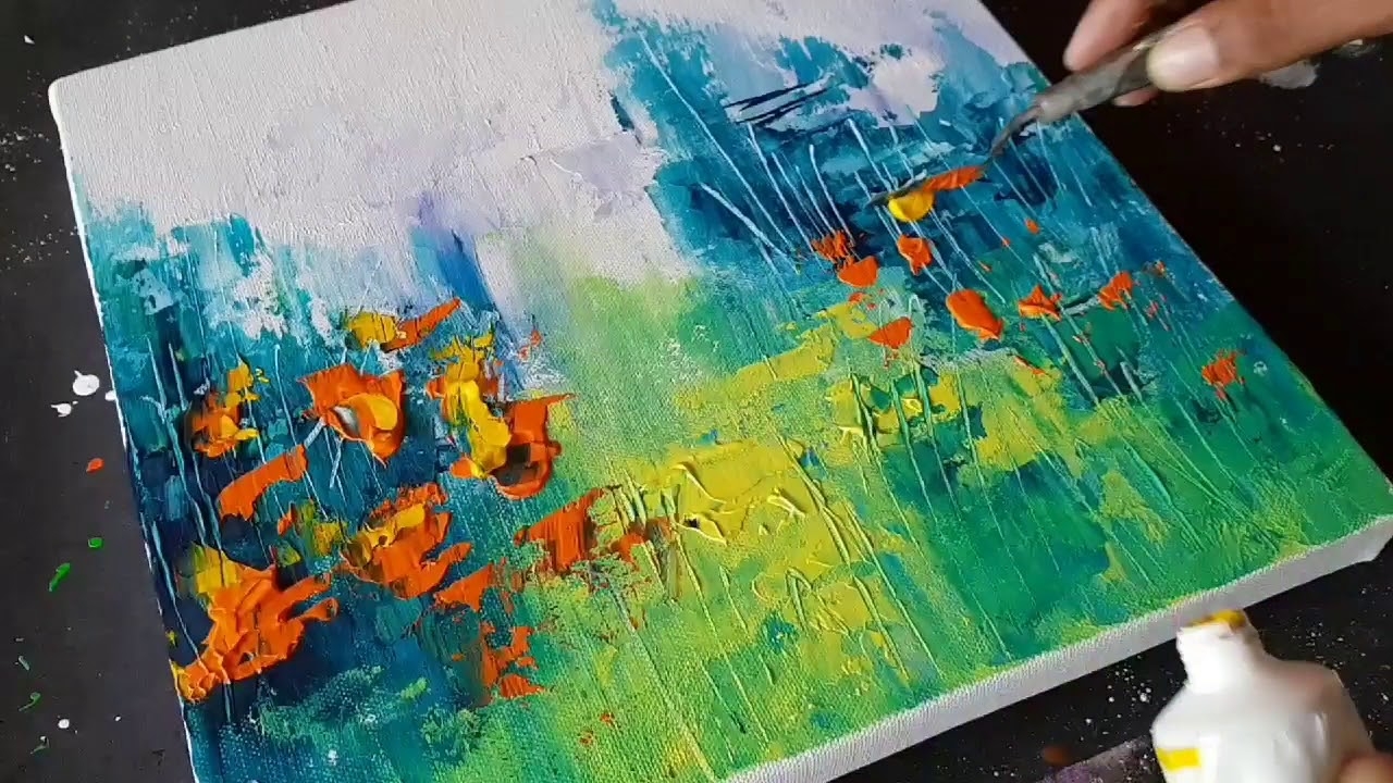 Abstract Painting Landscape Amazing Easy Technique In Acrylics Demo Project 365 Days Day 025 YouTube