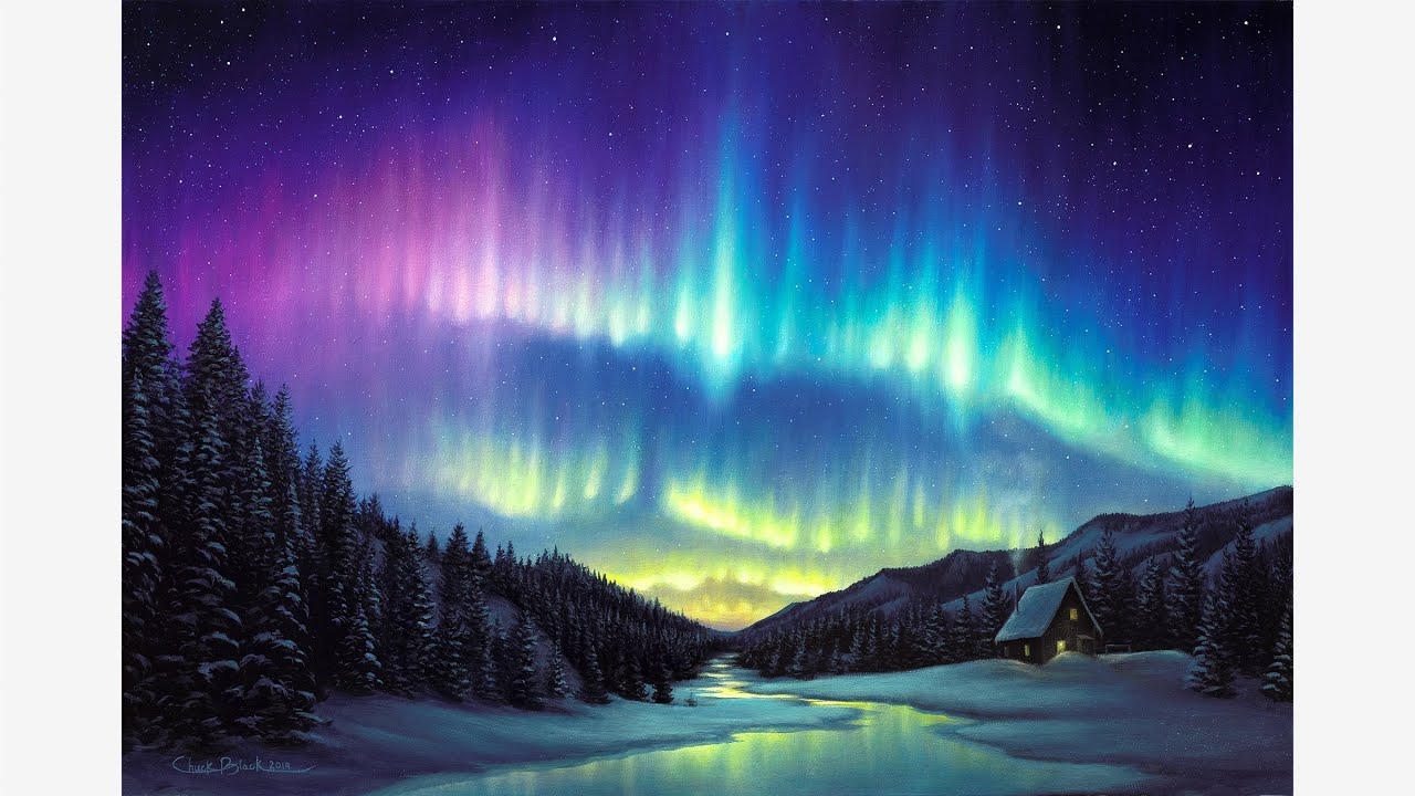 Acrylic Oil Painting Time lapse Aurora Borealis YouTube