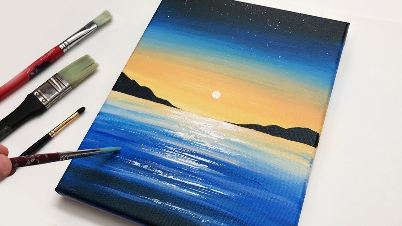 Acrylic Painting Sunset Landscape Painting Acrylic Painting Easy Step By Step YouTube