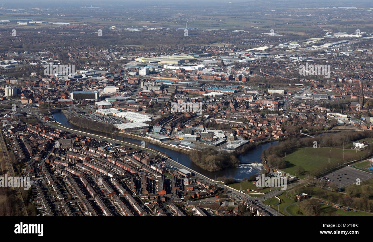 Aerial View Of Warrington Town Centre Cheshire UK Stock Photo Alamy