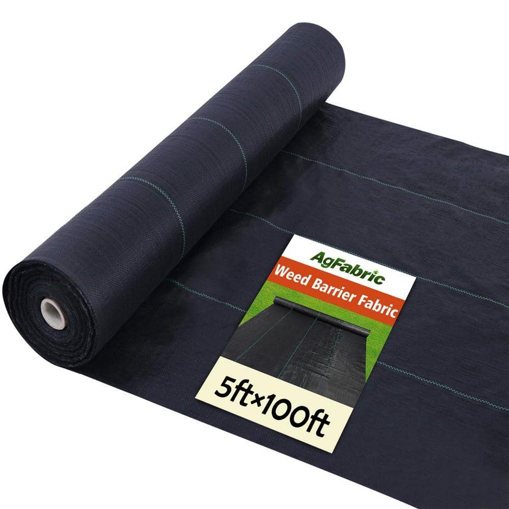 Agfabric 5 Ft X 100 Ft Black Heavy Duty Landscape Fabric Pro Commercial Weed Barrier W1GC3205100BK The Home Depot