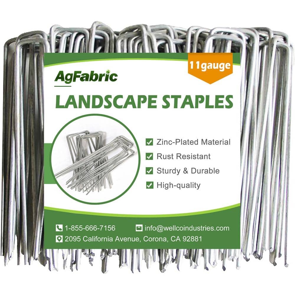 Agfabric 8 In 11 Gauge Galvanized Landscape Staples Stake Pins For Weed Barrier Irrigation Lines Sod 100 Pcs WP3401200100P The Home Depot