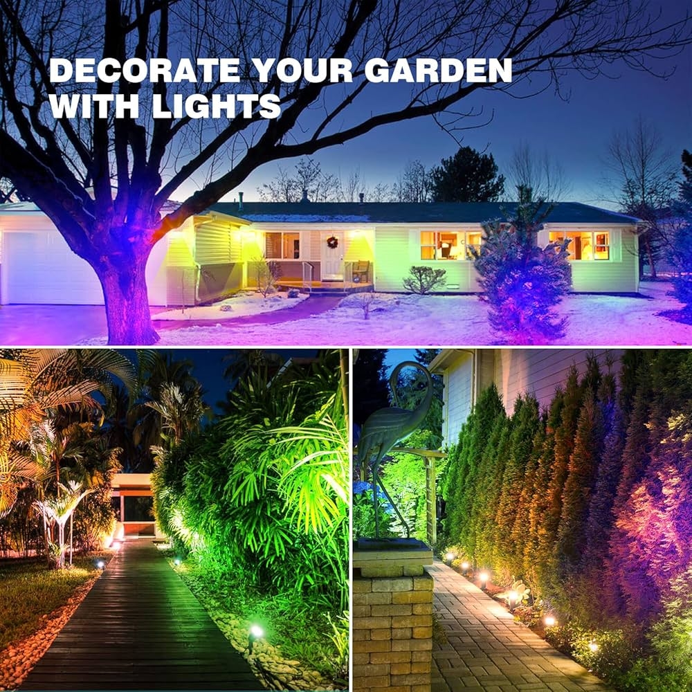 ALEDECO RGB W Low Voltage Landscape Lights With Remote Control 5W 12V Landscape Lighting LED 16 Color Changing Spotlights Outdoor Waterproof Pathway Lights Garden Decorative Not Include Transformer Amazon