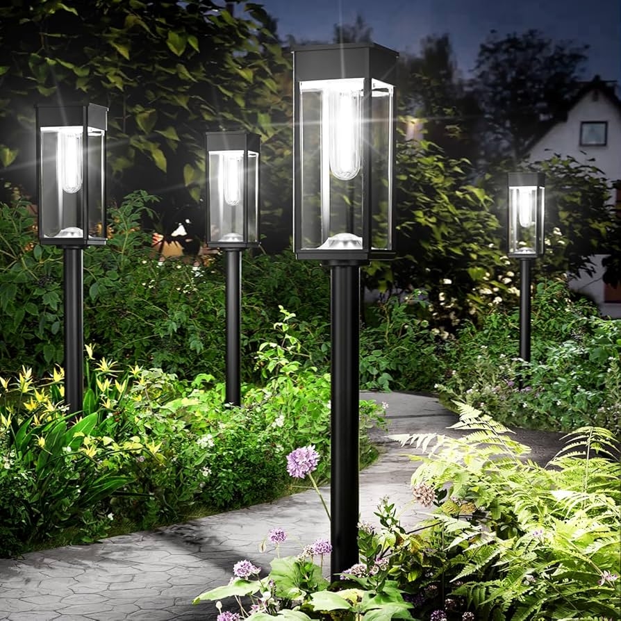 ALFIOT Super Bright Solar Pathway Lights Outdoor 8 Pack Solar Lights Outdoor IP65 Waterproof Solar Garden Lights Solar Powered Landscape Lighting For Yard Patio Walkway Driveway Pathway Cool White Amazon