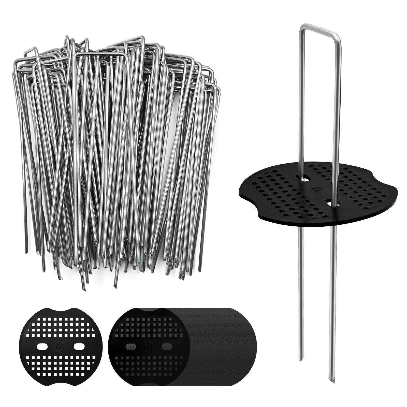 Amazon 100 Pack 6 Inch Landscape Staples 100pcs Fixing Gasket Sets Garden Stakes Galvanized Steel Fabric Pins Heavy Duty U Shape Sod Turf Pins For Ground Weed Fabric Barrier Orchard Yard 