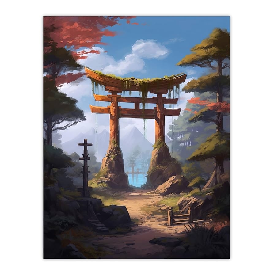 japanese art landscape shrine