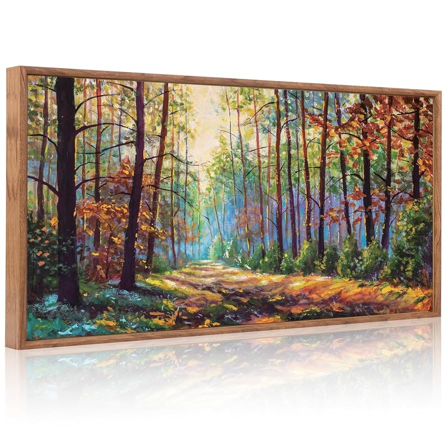 Amazon Aurlan Forest Landscape Hand Painted Framed Wall Decor 40 x20 Large Abstract Birch Tree 3D Textured Oil Painting On Canvas Artwork Modern Nature Plant Wall Art For Office Living Room Bedroom Posters 