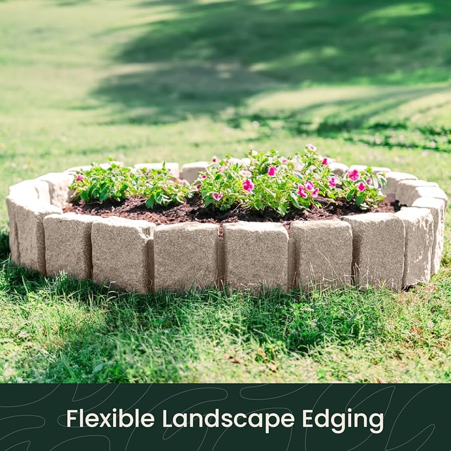 Amazon Beuta Landscape Edging Garden Edging Border Faux Stone Block XL For Lawn Edging Flower Beds Yard Edging 40 Pack Each Section Has 6 Blocks 48 L