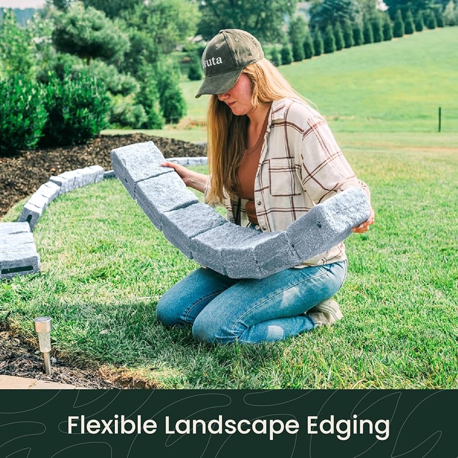 Amazon Beuta Landscape Edging Garden Edging Border Faux Stone Blocks For Lawn Edging Flower Beds Yard Edging 4 Pack Each Section Has 6 Blocks 48 L X