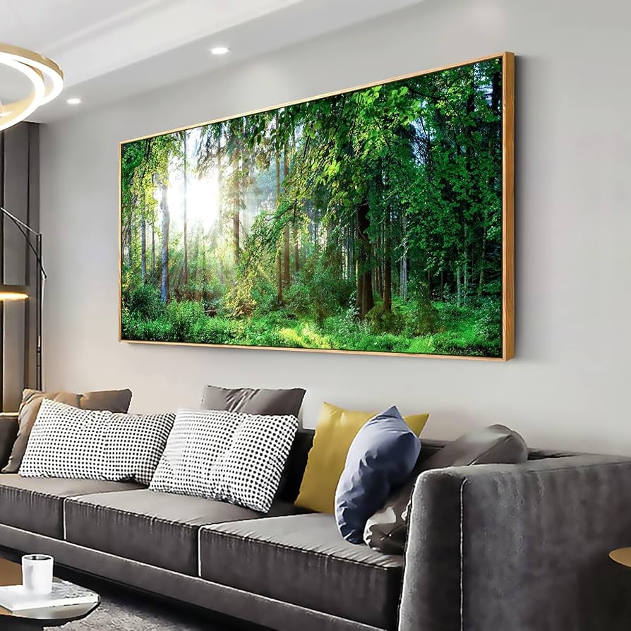 Amazon Canvas Wall Art For Living Room Green Forest Landscape Sunshine Over Forest Photograph Printed On Canvas For Home Bedroom Wall Decoration Large Framed Wall Art Print Artwork Natural Pictures 30 x60 Posters