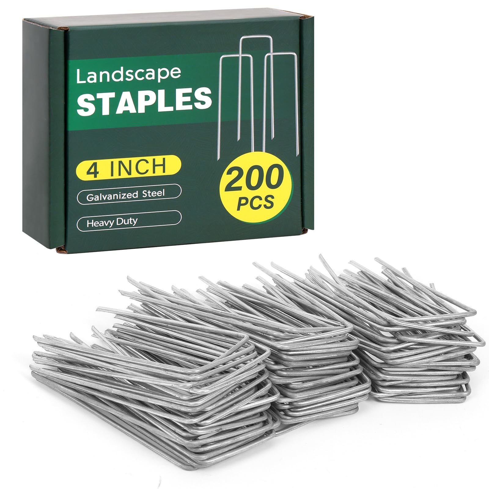 Amazon CEWOR 200 Pack Landscape Staples 4 Inches Galvanized Metal Garden Stakes Landscaping Landscape Fabric Staples Sod Pins For Lawn Barrier Fabric Garden Fence Ground Cover Patio Lawn Garden