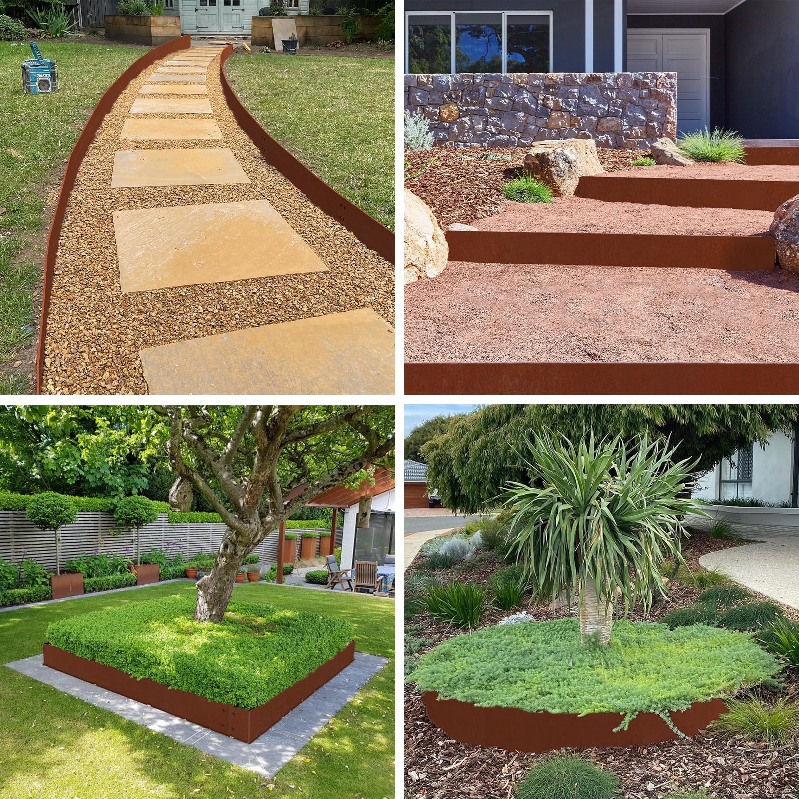 Amazon Co rten Steel Landscape Edging 10 H X 40 L 6 Pack Heavy Duty Metal Garden Edging 20Ft Pre Rustyed Steel Edging Bendable Metal Edging For Landscaping Yard Tree Flower Bed 