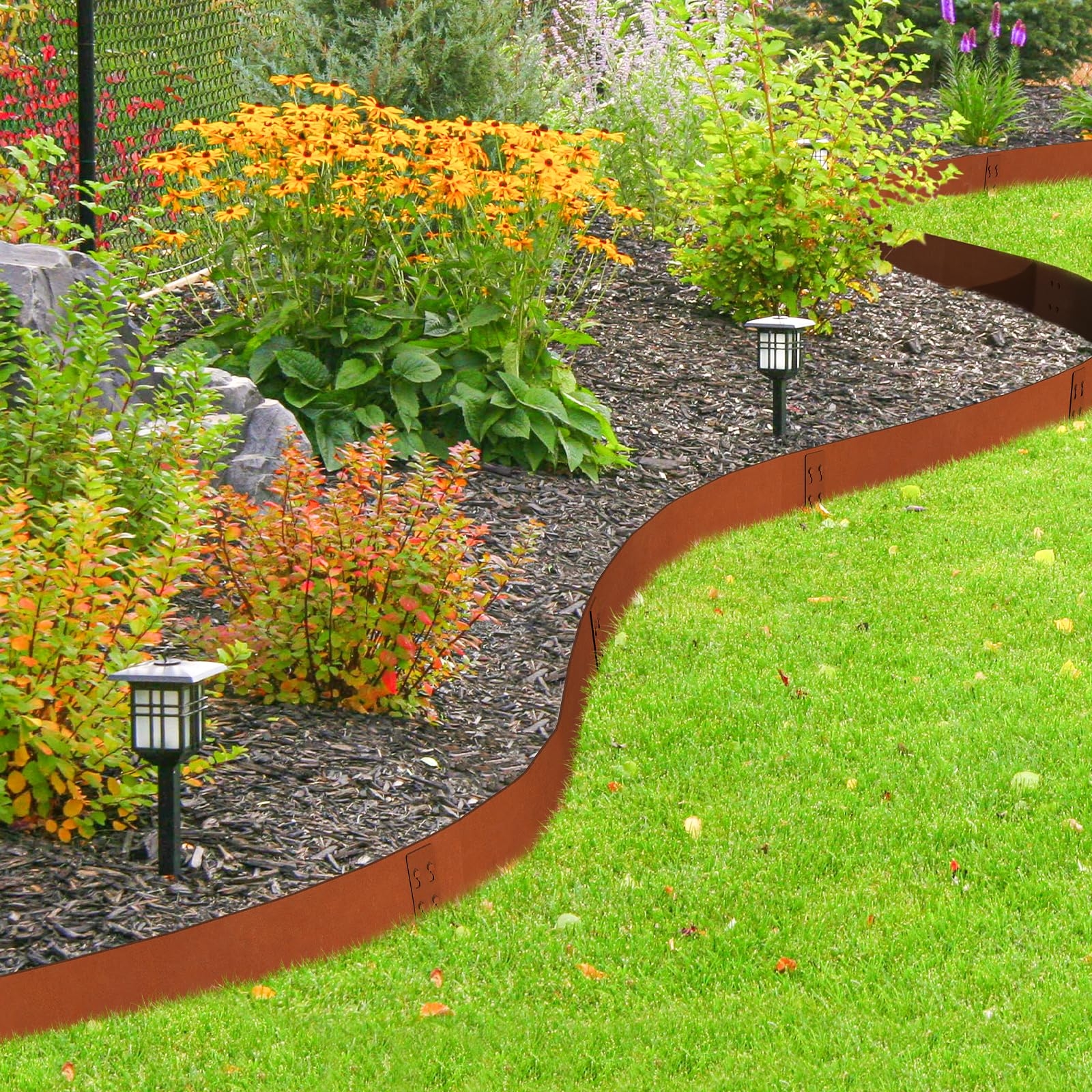 Amazon Co rten Steel Landscape Edging 10 H X 40 L 6 Pack Heavy Duty Metal Garden Edging 20Ft Pre Rustyed Steel Edging Bendable Metal Edging For Landscaping Yard Tree Flower Bed 