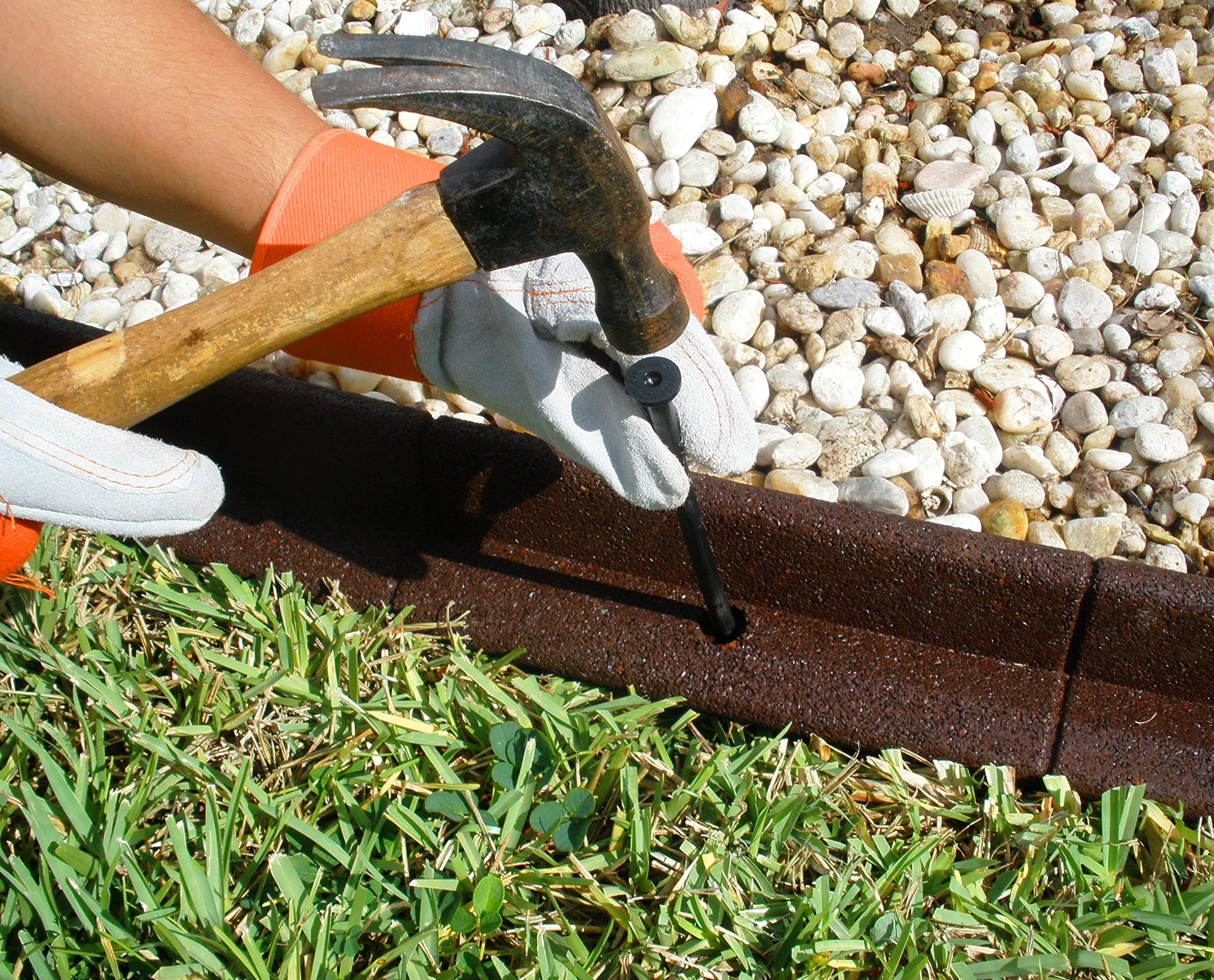 Amazon EcoBorder L No Dig Rubber Landscape Edging With Hardware 3 125 X 24 Brown Patio Lawn Garden
