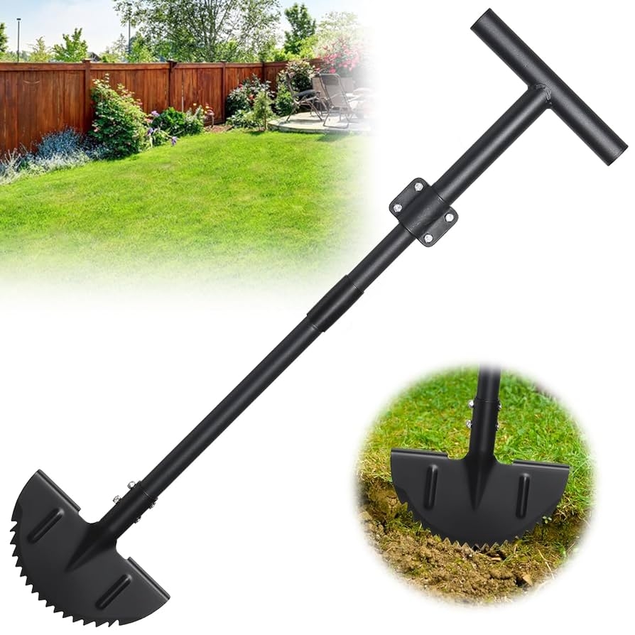Amazon Edger Lawn Tool Sharp Saw Tooth Half Moon Hand Lawn Edging Tool For Landscaping Adjustable 49 Long Handle Manual Edgers With T Grip For Sidewalk Yard Garden Flower Bed Border Cable Burying 