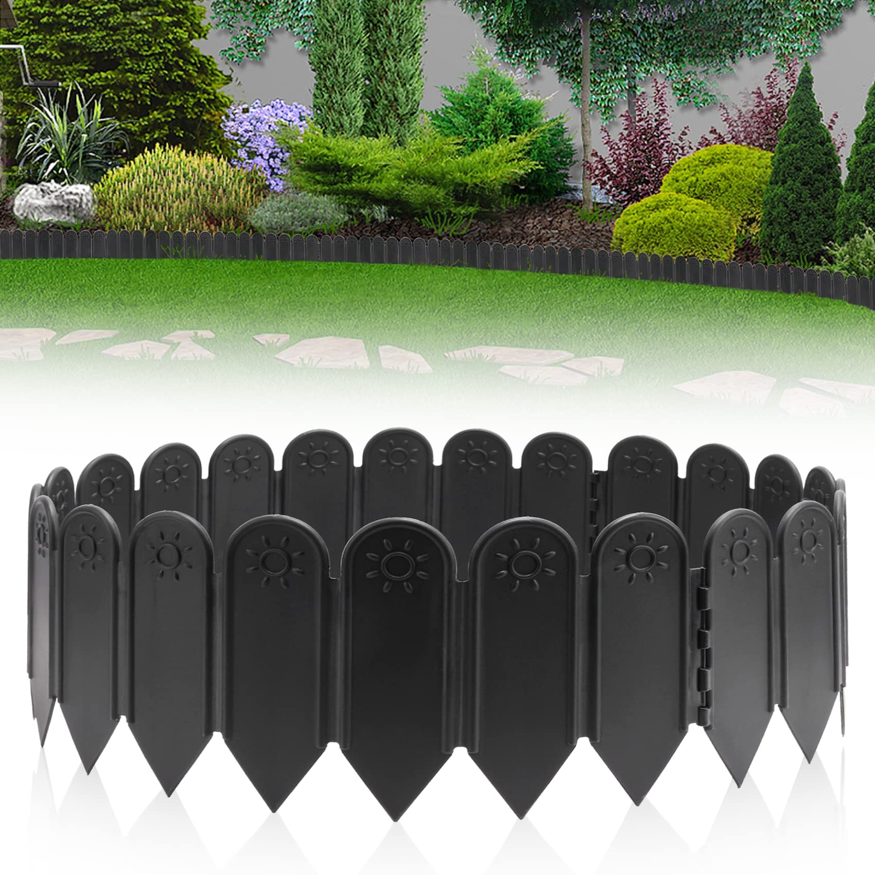 Amazon EEOCWF 6 In Tall Black Garden Edging Borders 6 88ft No Dig Landscaping Edging 5 Pcs Plastic Interlocking Decorative Garden Fences Edging Lawn Edge Flower Bed Border For DIY Patio Walkways