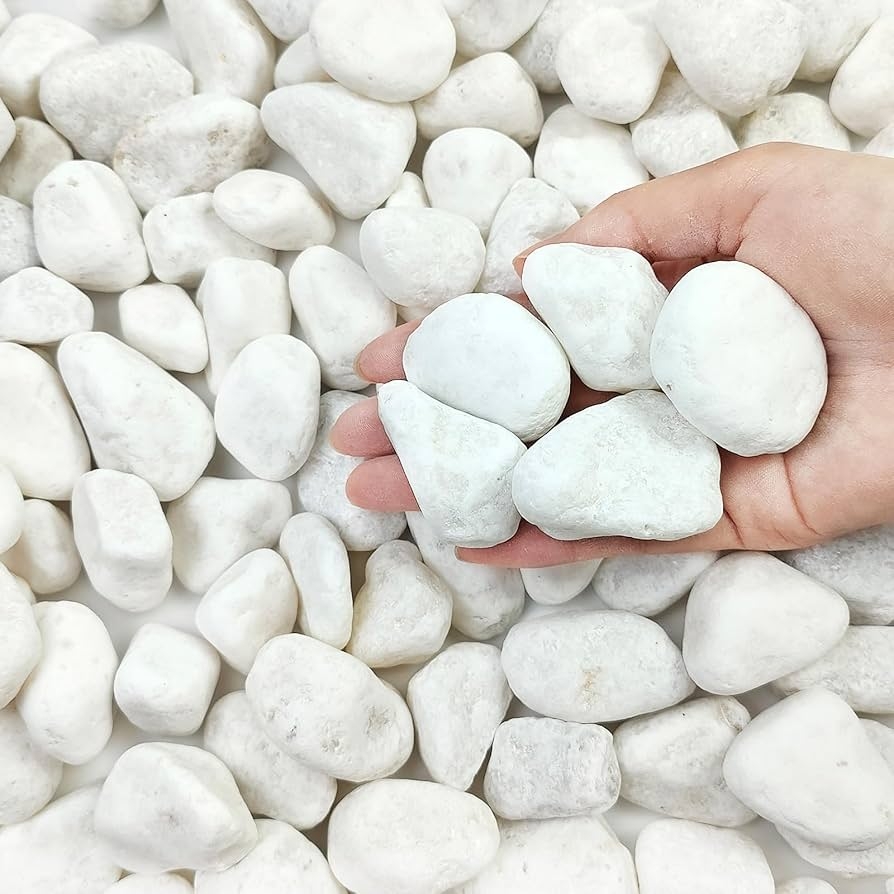 white landscaping rock in bulk