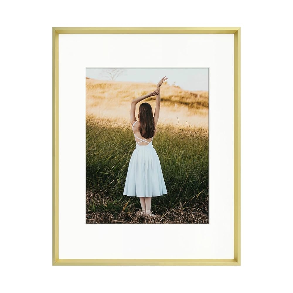 Amazon FOLKOR 16x20 Frame Matted To 11x14 Pictures For Wall 16x20 Gold Picture Frame For Art Prints Posters 16 By 20 Metal Photo Frame With Mat For Landscape Portrait Gallery Wall