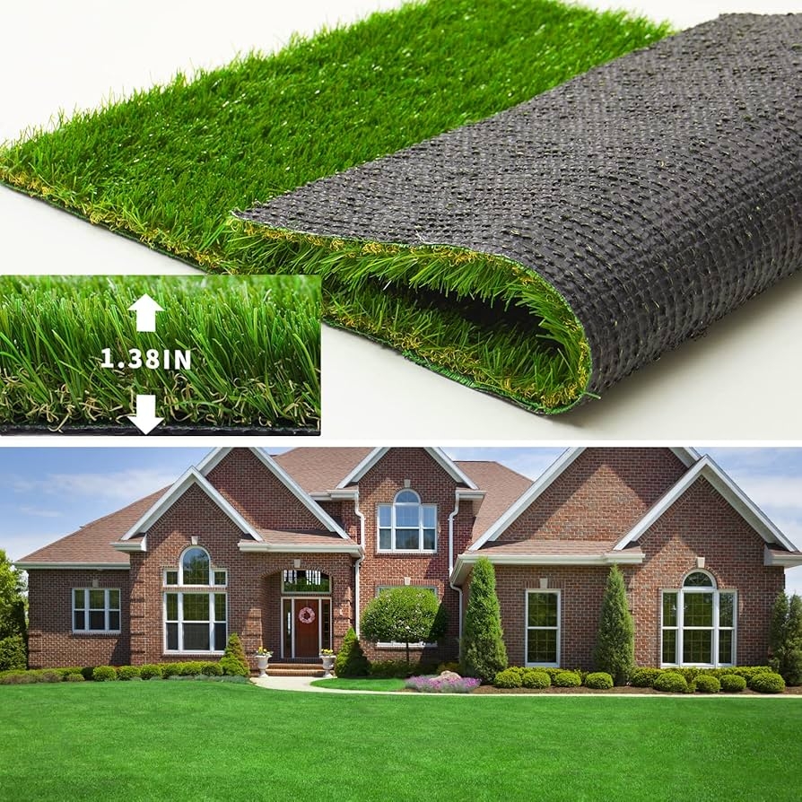 Amazon FREADEM Artificial Turf Synthetic Grass 4 FT 6 FT 1 38 Pile High Artificial Grass Mat With Drainage Outdoor Landscape Fake Lawn Garden Patio Balcony Backyard Customized Size Available Patio 
