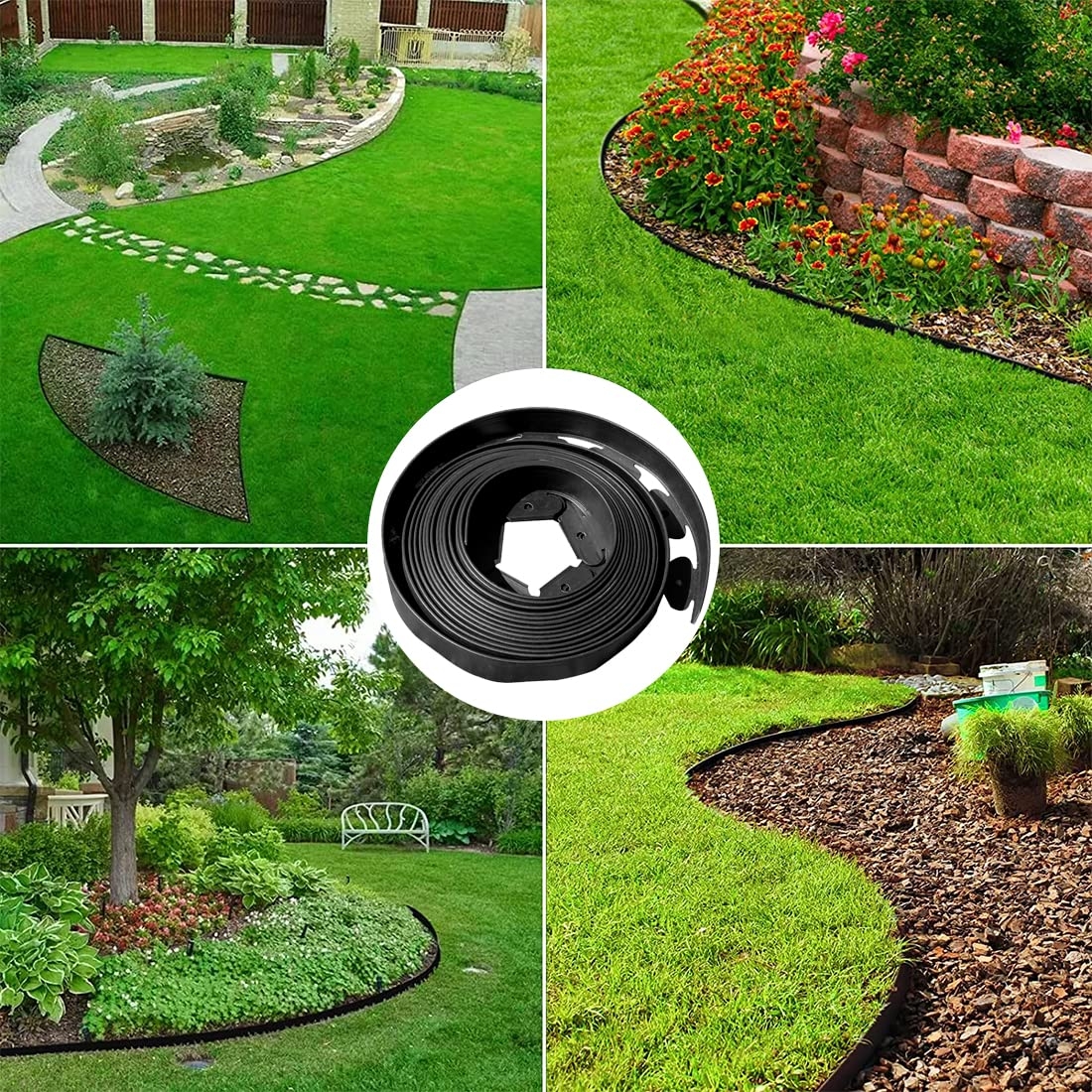 Amazon Garden Edging Borders 66FT Landscape Edging Black Extra Tall 4IN High With 60pcs Stakes Lawn Edging Flexible Garden Border Mini Plastic Fence For Flower Bed Landscaping Patio Lawn Garden