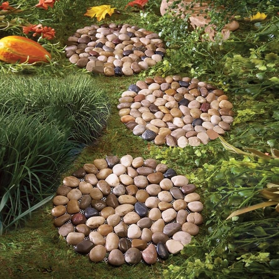 Amazon Garden Stepping Stones Outdoor Round River Stone Decorative Nature River Rocks For Landscaping Outside Walkway Patio Yard Garden Pathway 9in 6pcs Pack Patio Lawn Garden