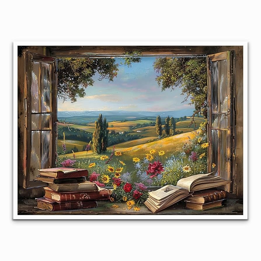 Amazon Generic Window Landscape Wall Art Landscape Oil Painting Canvas Printing Large Wall Painter Home Decoration Window Painting Printing Landscape Painting Office Decoration 16x24 Unframed Poster Posters Prints