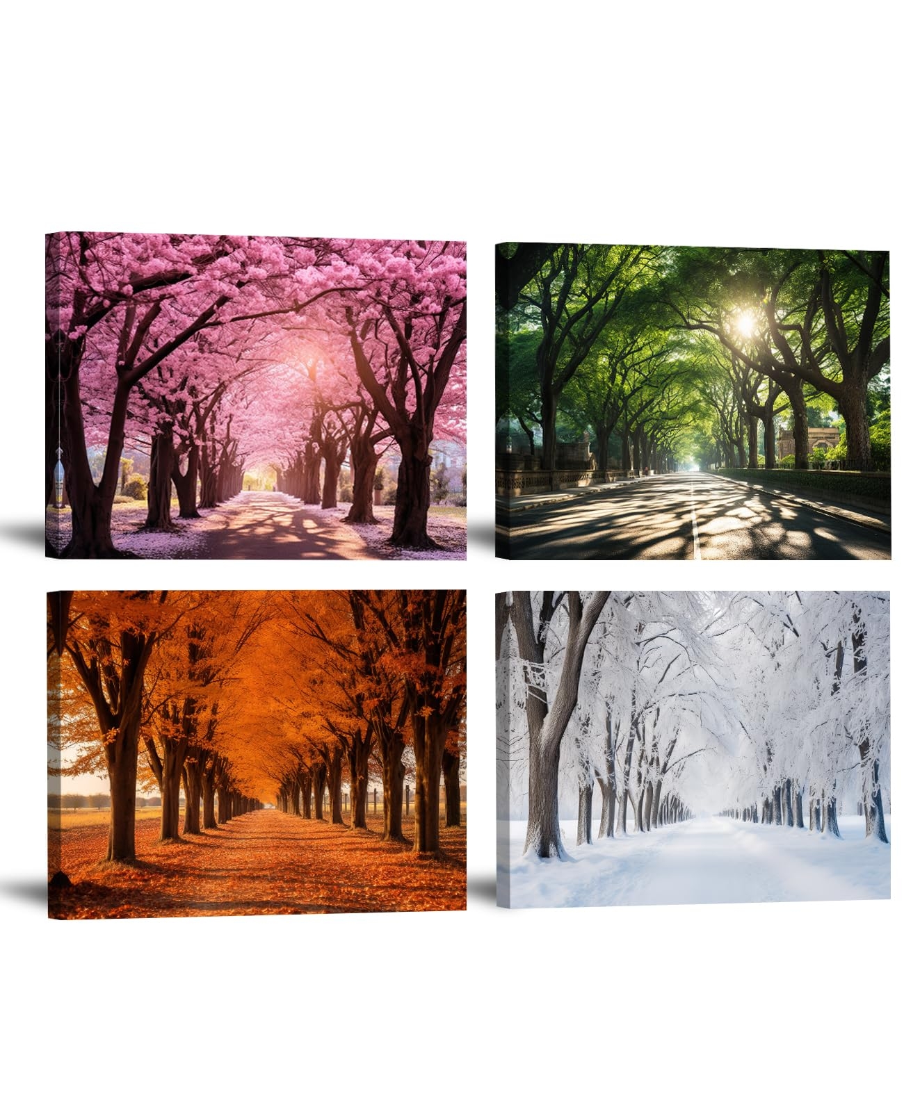 Amazon GLOKAKA 4 Seasons Canvas Wall Art Spring Summer Autumn Winter Four Seasons Landscape Colorful Tree Painting Picture Prints Nature Scenery Modern Artwork For Living Room Bedroom 12 x16 x4pcs Posters Prints