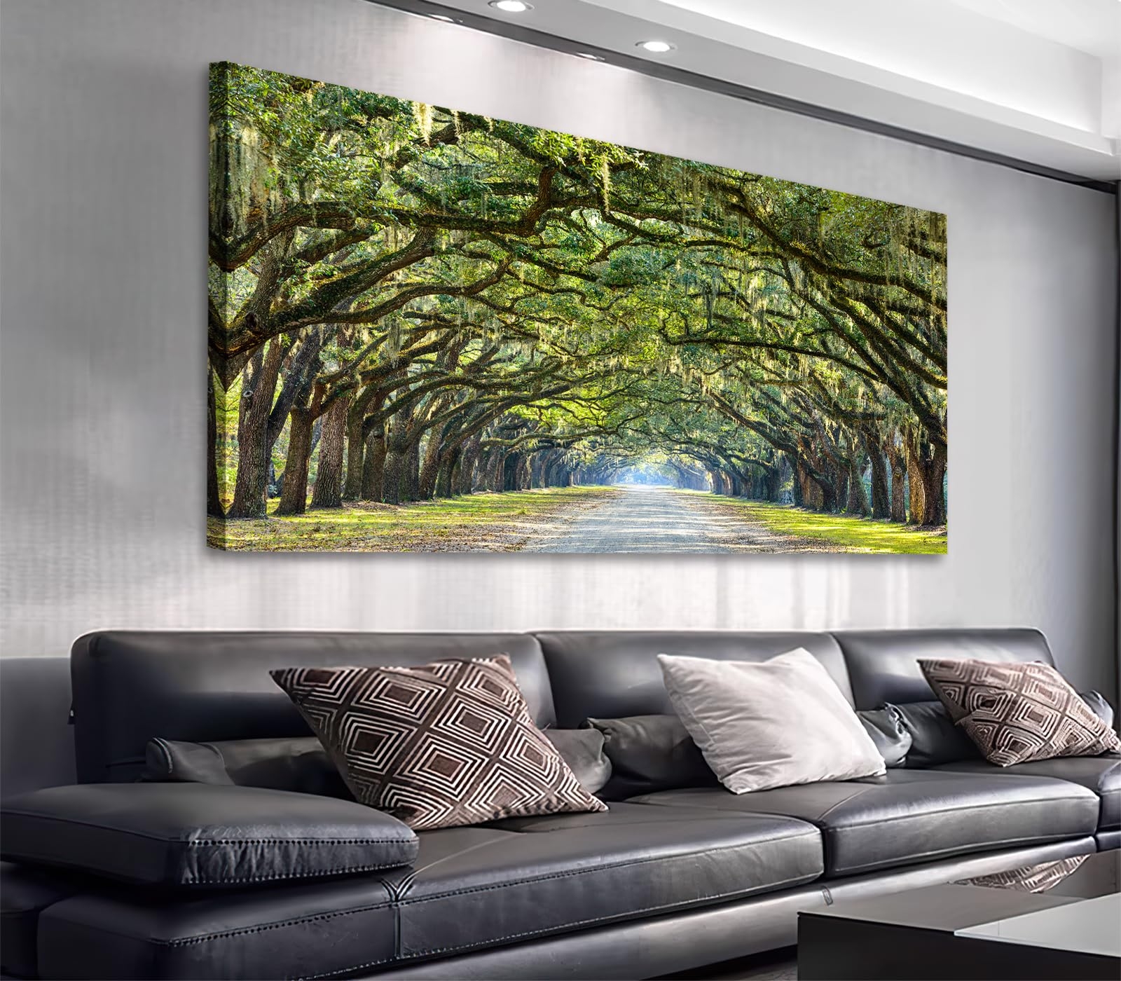 Amazon Green Forest Wall Art Nature Canvas Picture Landscape Canvas Artwork For Home Wall Decor Large Canvas Prints Of Oak Trees Lined Road At Historic Wormsloe Plantation Savannah Georgia 29 X 58 