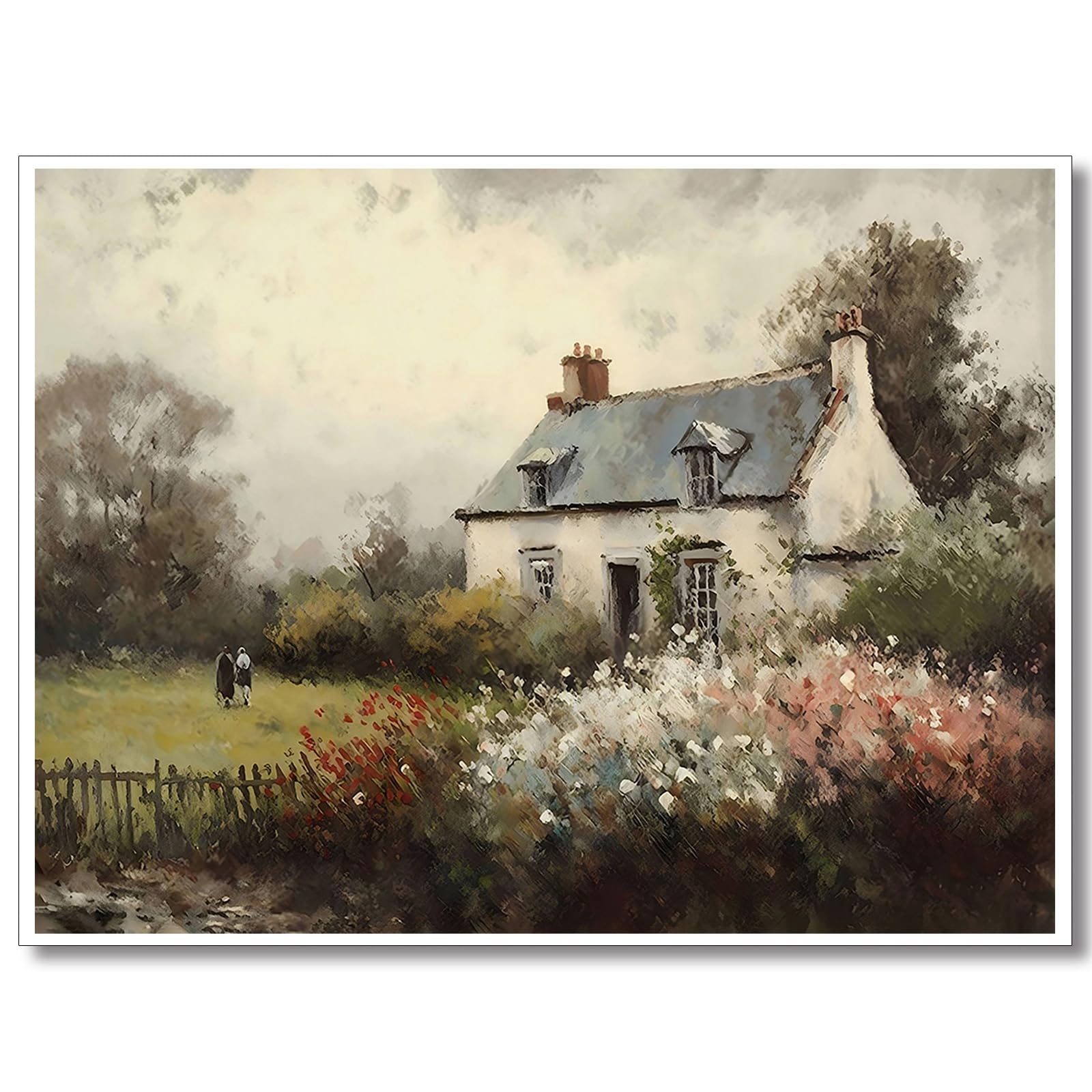 Amazon Huabsad Vintage Landscape Flower Portrait Oil Painting Canvas Wall Art Antique Cottage Outdoor Garden Spring Wall Decor Rustic Farmhouse Bedroom Aesthetic Painting Prints 16x22in Unframed Posters Prints