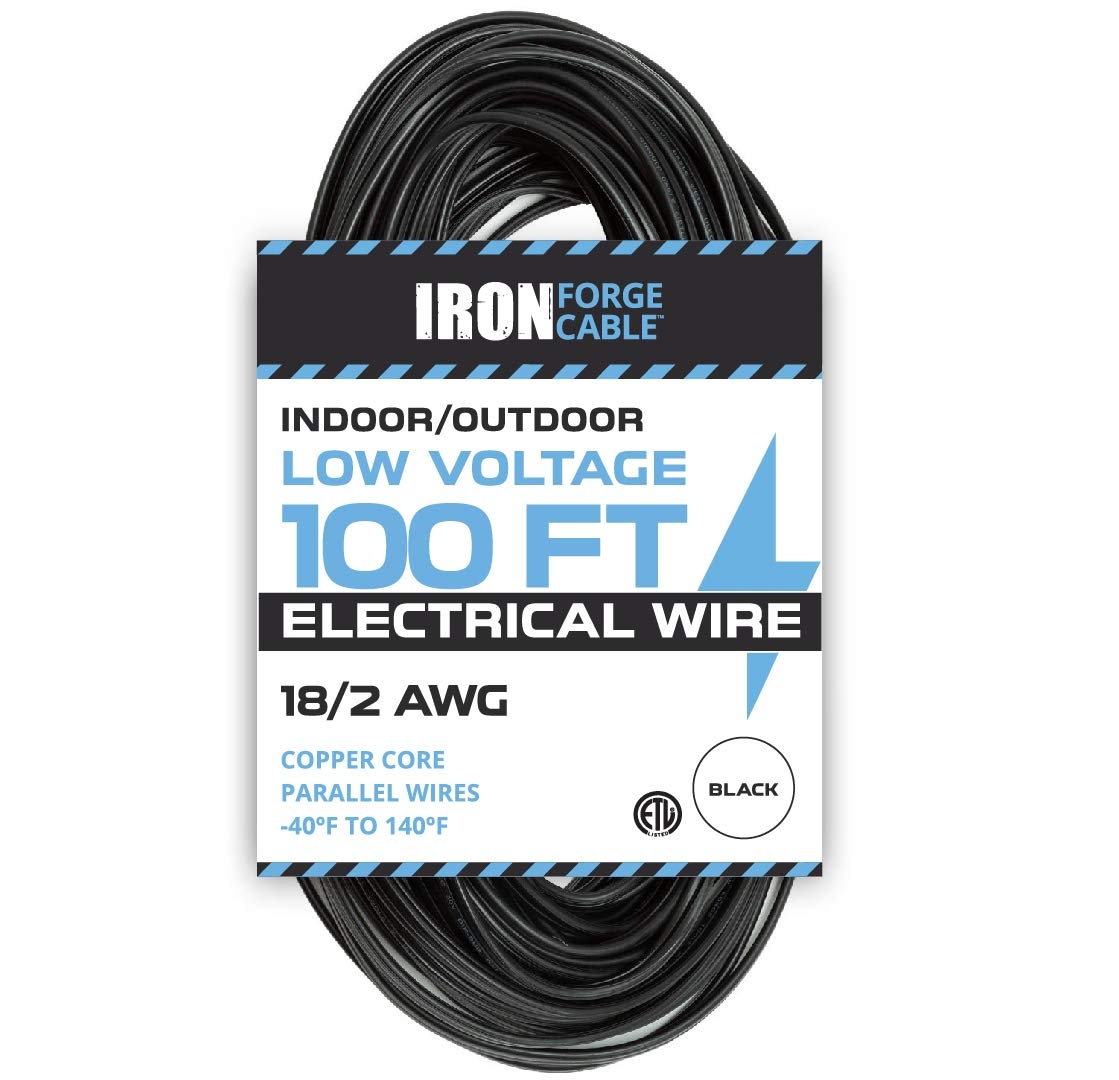 Amazon IRON FORGE CABLE 18 2 Low Voltage Landscape Wire 100ft Indoor Outdoor Low Voltage Copper Cable Black Tools Home Improvement