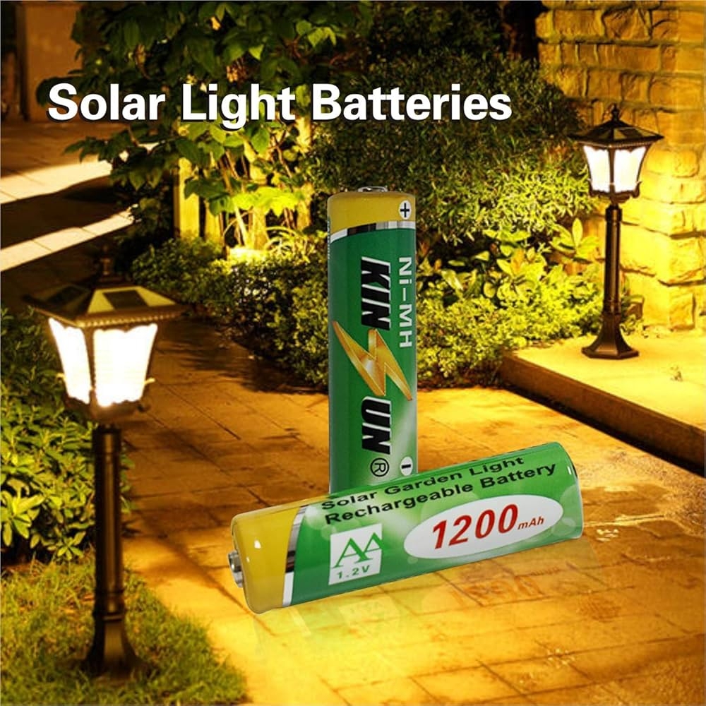 Amazon KINSUN 8 Pack Rechargeable Batteries 1 2V NiMH AA 1200mAh For Outdoor Solar Garden Lights Landscape Lights Path Lights Tools Home Improvement
