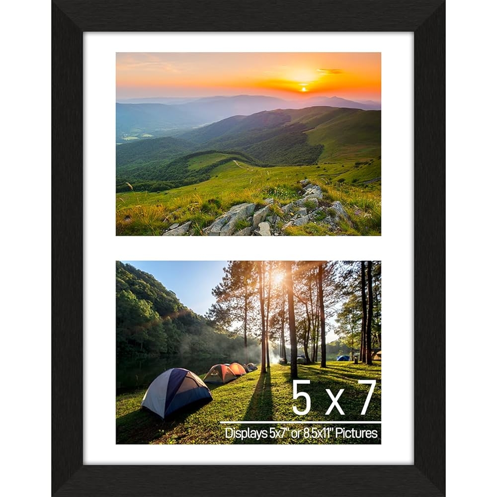Amazon Lacopgr 5x7 Double Picture Frame Collage 2 Openings 8 5 x11 Multi Photo Collage Frame 5 x7 Gallery Wall Decor Wooden Black Frame With White Mat Wood