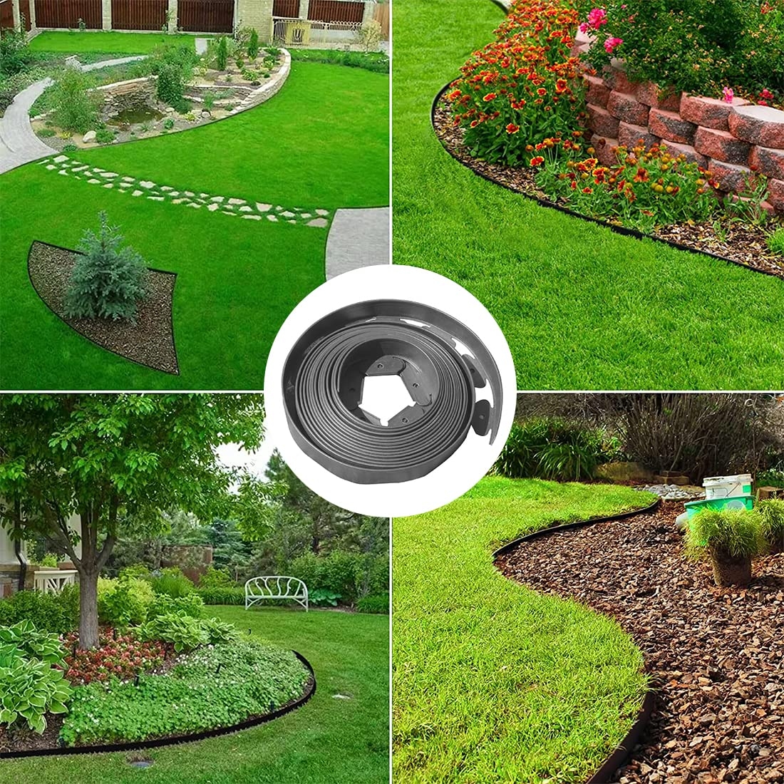 Amazon Landscape Edging 33ft Garden Borders Edging Extra Tall 4IN With 30pcs Spikes Lawn Edging Kit Flexible Mini Plastic Fence For Grass Yard Flower Bed Grey Patio Lawn Garden