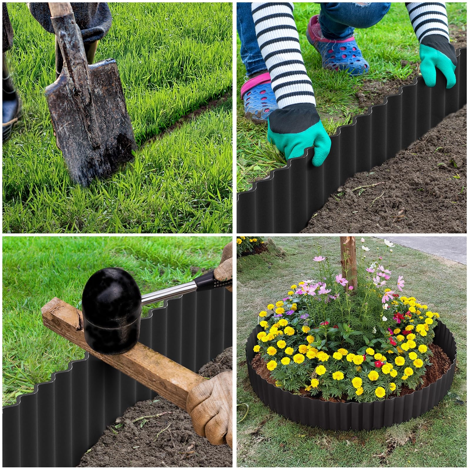 Amazon LAVEVE Corrugated Metal Garden Edging 6 X 20Ft Landscape Edging Border For Lawn Flower Bed Garden Fence Paver Edging Black Patio Lawn Garden