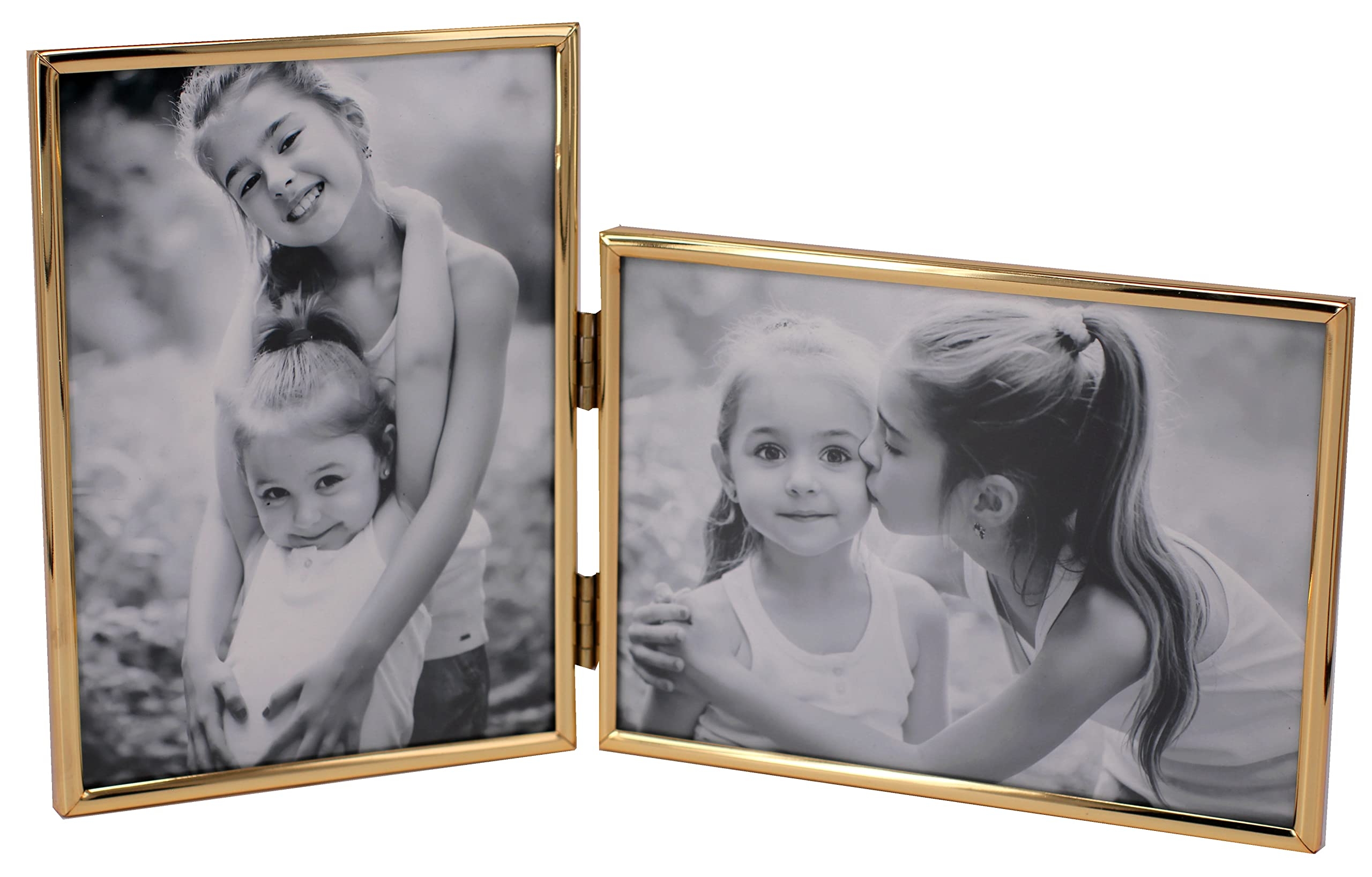 Amazon LEADEX Vertical Horizontal Combo Double 4 By 6 Inch Metal Folding Picture Frames 1 Landscape And 1 Portrait Style Modern Gold 