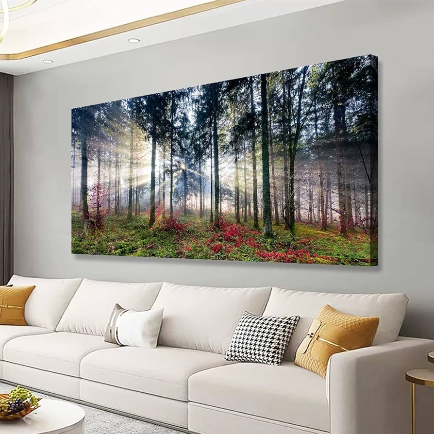 Amazon Nature Landscape Sunrise Tree Canvas Wall Art 20x40 Inches Wall Decoration For Living Room Forest Picture Artwork Painting Prints Of Trees For Bedroom And Home D cor Posters Prints