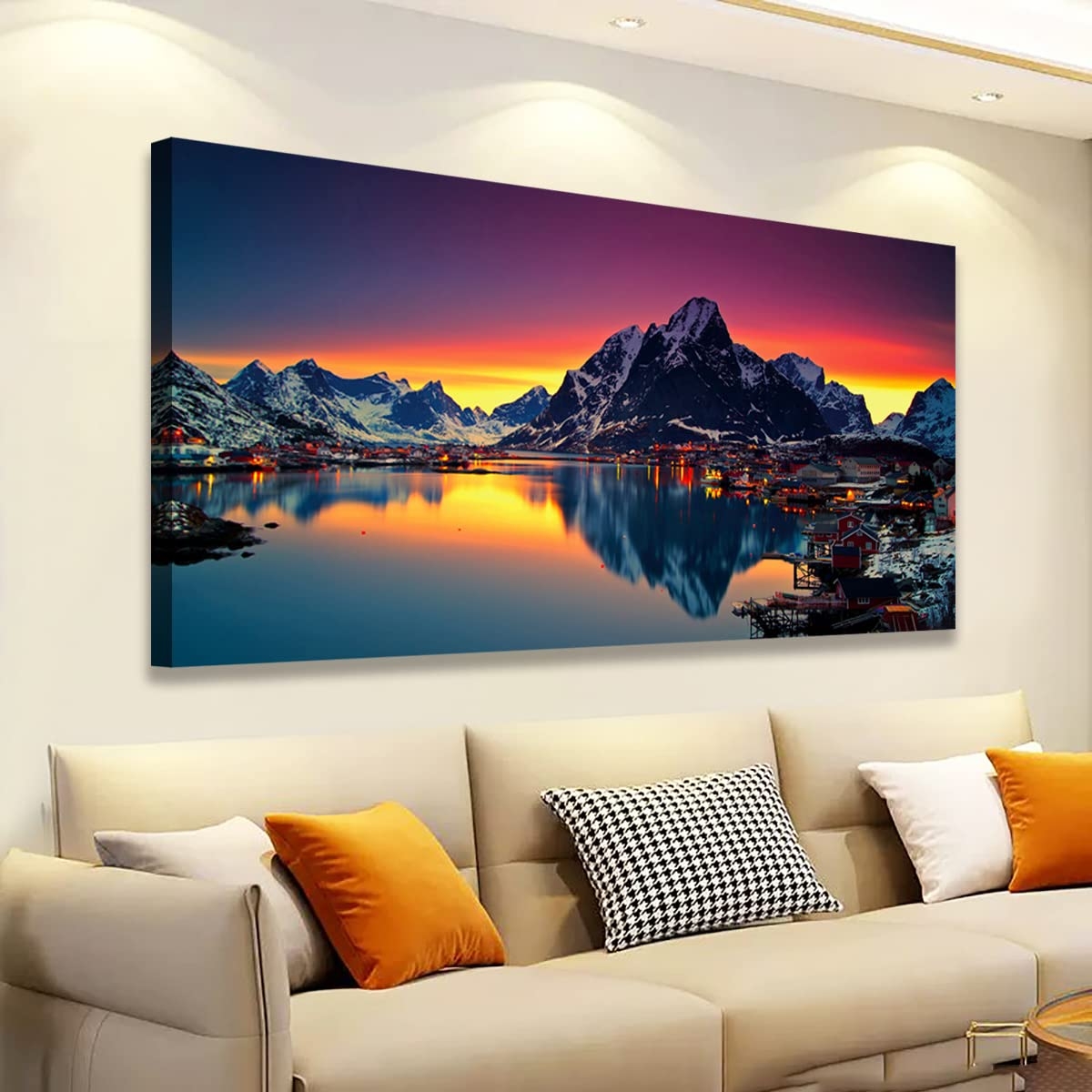 Amazon Nature Wall Art Colorful Lake Mountain Picture Canvas Prints Poster Landscape Painting For Bedroom Kitchen Living Room Office Wall Decor Home Decorations Modern Artwork Picture Frame 20x40inch Posters Prints