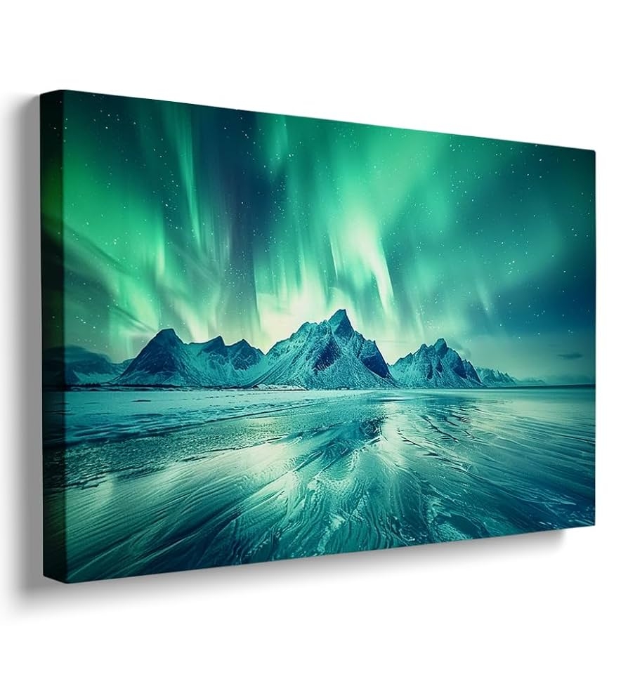 Amazon Northern Lights Over The Arctic Oil Painting Print Matte Wall Art Print For Office Decor Northern Lights Gifts Landscape Wall Art Home Decor Aurora Borealis Poster 11x14 Poster Frame Posters 