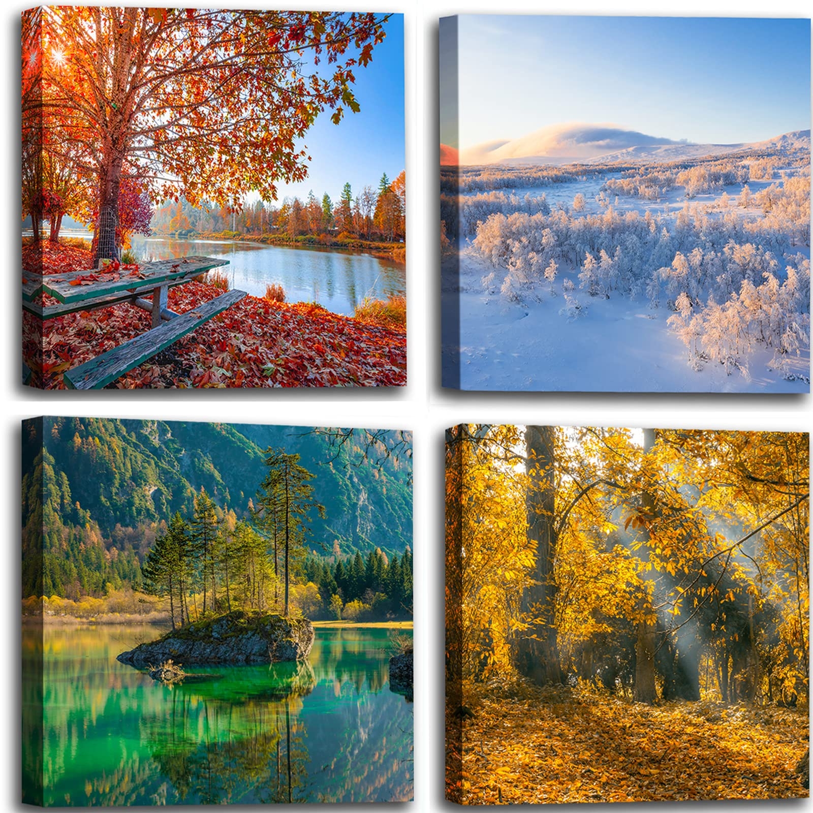 Amazon OKEXCKK Four Seasons Landscape Canvas Wall Art Decor Spring Summer Autumn Winter Colorful Tree Painting Modern Nature Forest Prints Artwork Picture For Bathroom Office Decoration Posters Prints