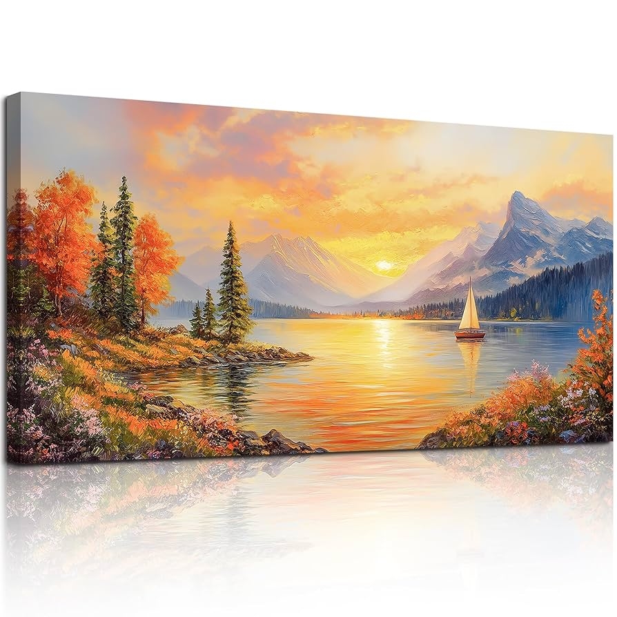 Amazon SERIMINO Sunset Landscape Large Wall Art Mountain Lake Scenic Canvas Prints Country Nature Scenery Artwork For Walls Aesthetic Paintings Wall Decor Living Room Bedroom Rustic Home Decor 20 X40 Posters Prints