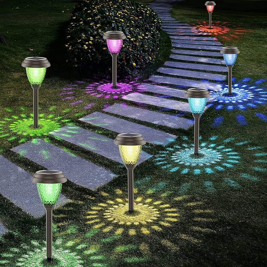 Amazon Solar Pathway Lights Outdoor 6Pack Waterproof Solar Powered Garden Landscape Path Lights LED Color Changing Lighting Lawn Lamps Decor For Path Yard Walkway Driveway Auto On Off Tools Home