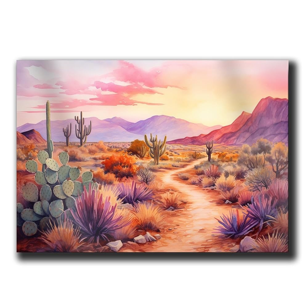 Amazon Southwestern Desert Landscape Print Floral Print Framed Poster Art Vibrant Cactus Desert Art Mid Century Modern Pastel Desert Art Modern Art Decor Poster Prints Home Kitchen