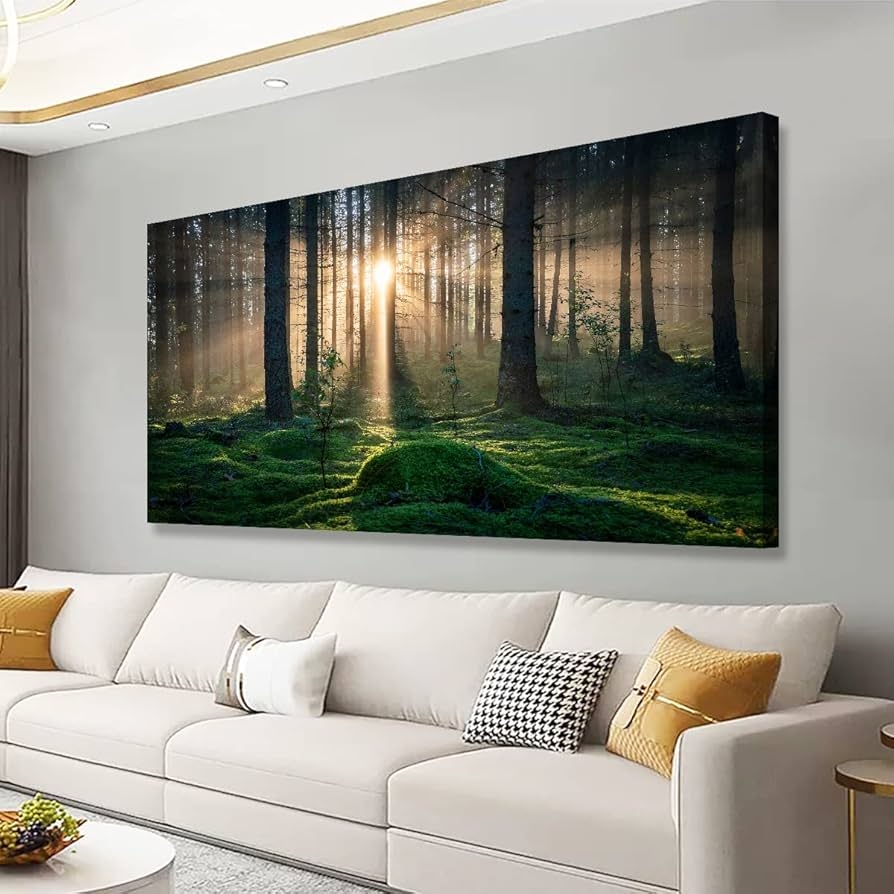 Amazon Sunrise Landscape Canvas Wall Art 24x48 Inches Tree And Forest Picture Artwork For Living Room And Bedroom Wall Decoration Nature Painting Prints For A Serene Atmosphere Posters Prints